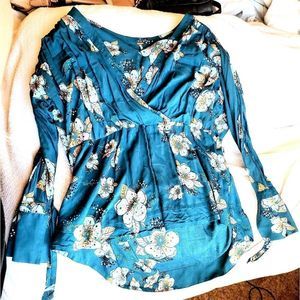 Free People | Empire Floral Print Bell Sleeve Top